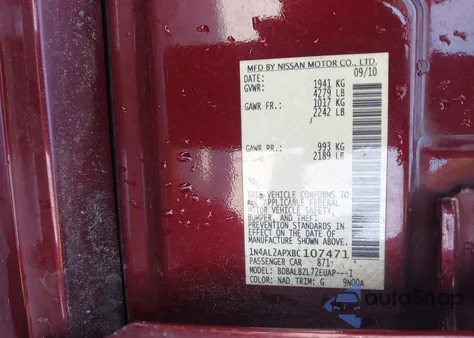 2011 Nissan Altima 2.5 S from USA, damaged, VIN 1N4AL2APXBC107471